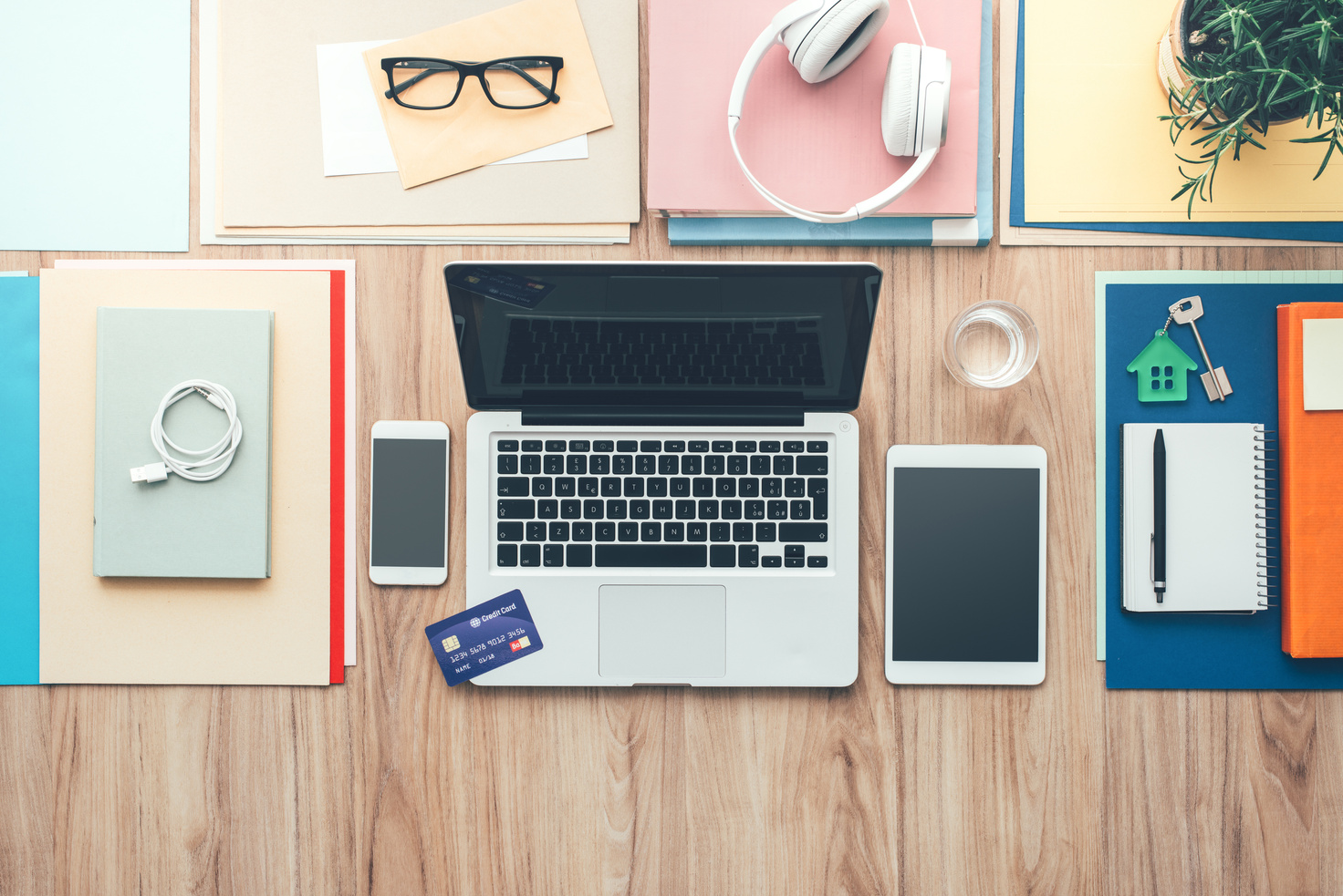 Business desktop with credit card